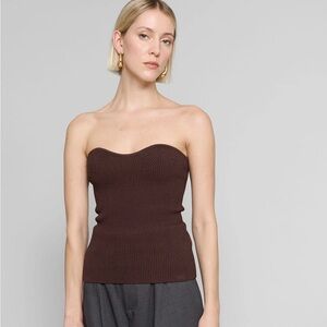 Pixie Market class sweetheart Ribbed Knit Top